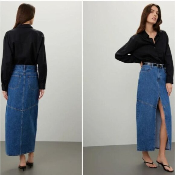 MADEWELL Denim Maxi Skirt Size 30 ( 8/10) Blue Long Casual Slit Jean Skirt - Picture 14 of 14